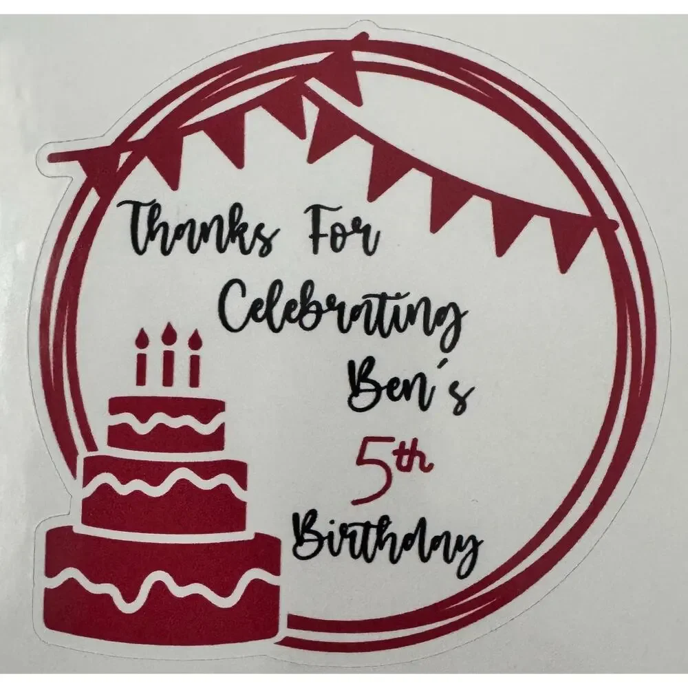Custom Birthday Thank You Bags with Stickers: Personalized Favor Labels